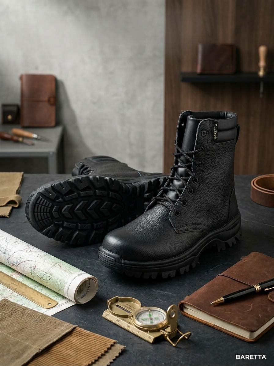 Sepatu PDL Safety (Toe Cap), Upper Kulit Jeruk SNI, Outsole Rubber.